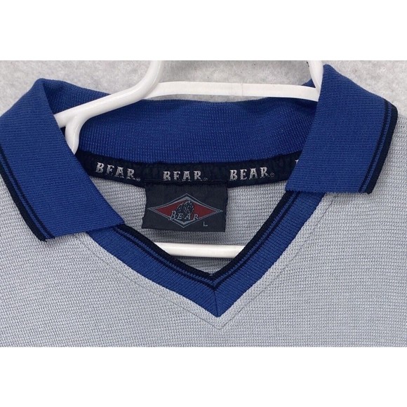 Bear Surf Shirt Men Size Large Logo Pull Over Top V Neck Grey Vintage 1990's - Picture 3 of 10